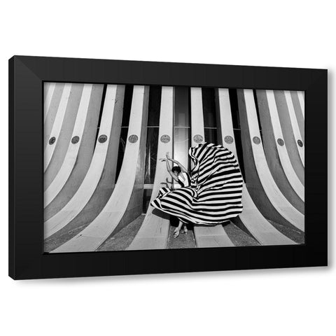 Striped Dancer Black Modern Wood Framed Art Print by Lev Ari, Shay