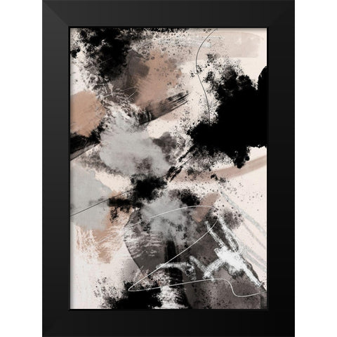 Splash Storm Black Modern Wood Framed Art Print by Artographie Studio