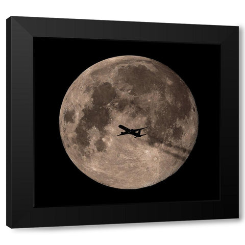 Passing Through Full Moon Black Modern Wood Framed Art Print with Double Matting by Chakraborty, Mainak