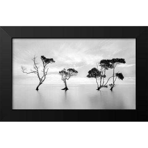 Drowning Not Waving Black Modern Wood Framed Art Print by Fudge, Steven