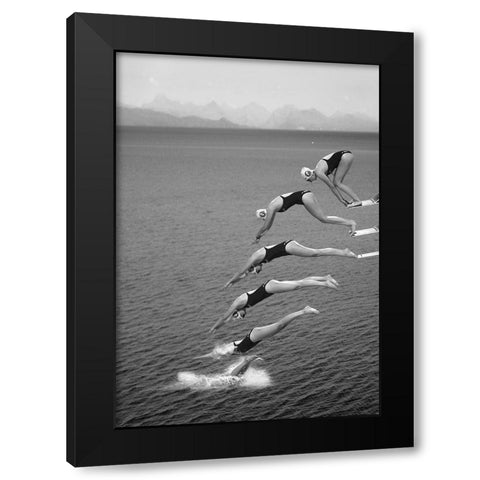 The beauty of diving Black Modern Wood Framed Art Print with Double Matting by van Son, Greetje