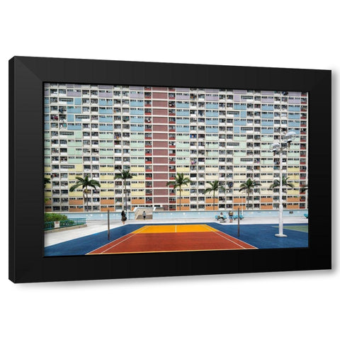 Choi Hung Estate Black Modern Wood Framed Art Print by Abdualhameid, Fahad