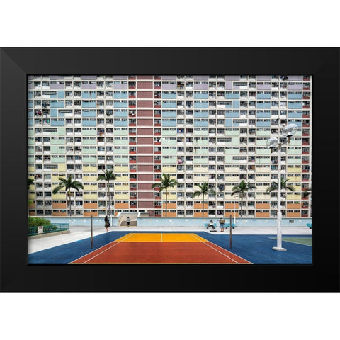 Choi Hung Estate Black Modern Wood Framed Art Print by Abdualhameid, Fahad