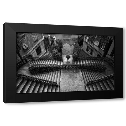 Scalinata Poli Black Modern Wood Framed Art Print with Double Matting by Montemagno, Domenico