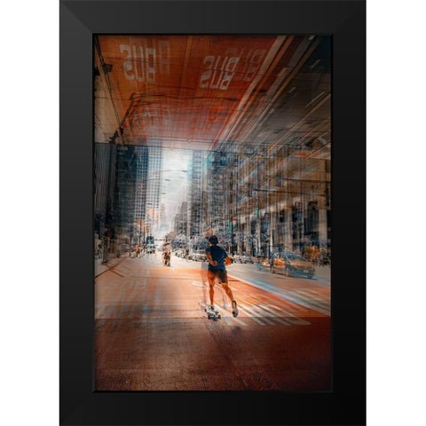 Around the City Black Modern Wood Framed Art Print by Chiriaco, Carmine