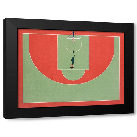 Shadow Basketball Black Modern Wood Framed Art Print with Double Matting by Polischuk, Ekaterina