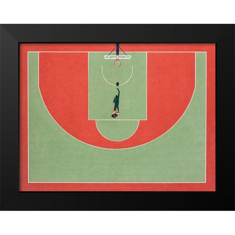 Shadow Basketball Black Modern Wood Framed Art Print by Polischuk, Ekaterina
