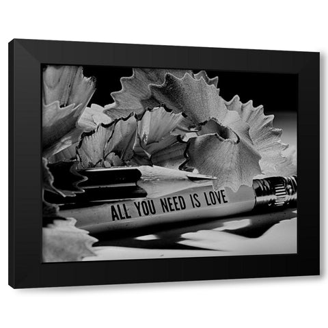 All You Need Is Love Black Modern Wood Framed Art Print with Double Matting by Bulus, Razvan