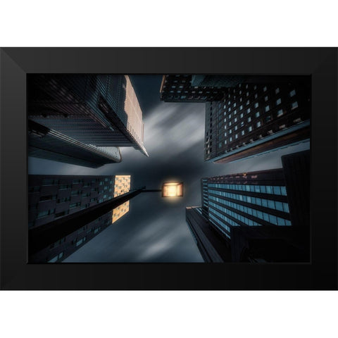 Hibiya II Black Modern Wood Framed Art Print by T, Amatou