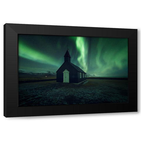 Northern Lights Black Modern Wood Framed Art Print with Double Matting by Martin Castan, David