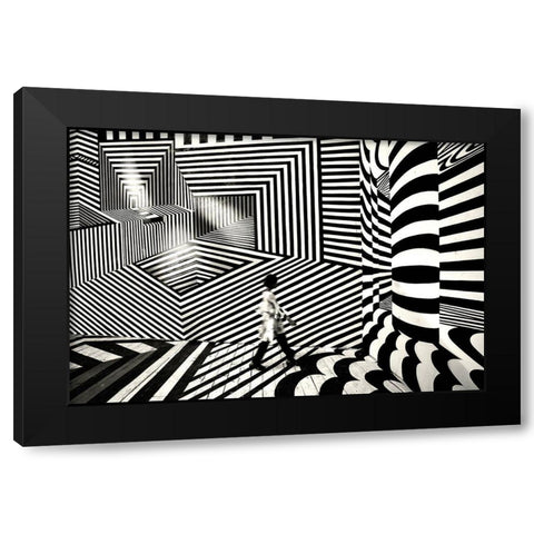 Pattern Walk 2 Black Modern Wood Framed Art Print by Das, Avishek