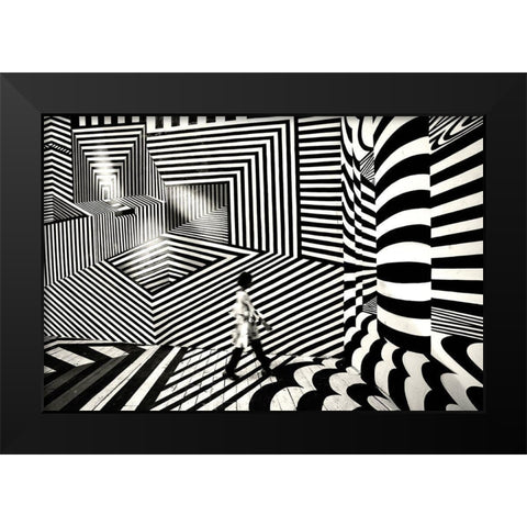 Pattern Walk 2 Black Modern Wood Framed Art Print by Das, Avishek