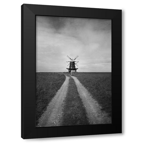 Windmill Black Modern Wood Framed Art Print with Double Matting by Nordin, Kristina