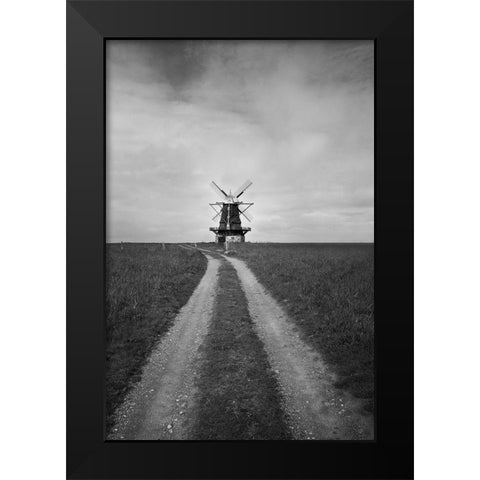 Windmill Black Modern Wood Framed Art Print by Nordin, Kristina