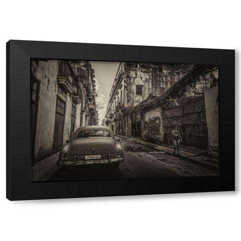 Habana Street II Black Modern Wood Framed Art Print with Double Matting by Morishige, Koji