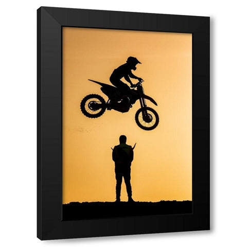 Jump Over Black Modern Wood Framed Art Print by Allam, Abdelkader