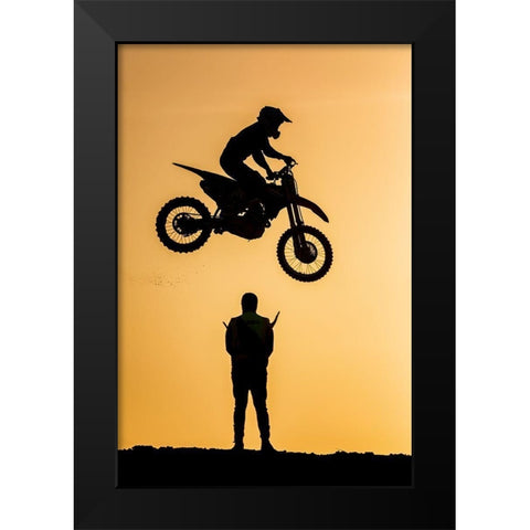 Jump Over Black Modern Wood Framed Art Print by Allam, Abdelkader