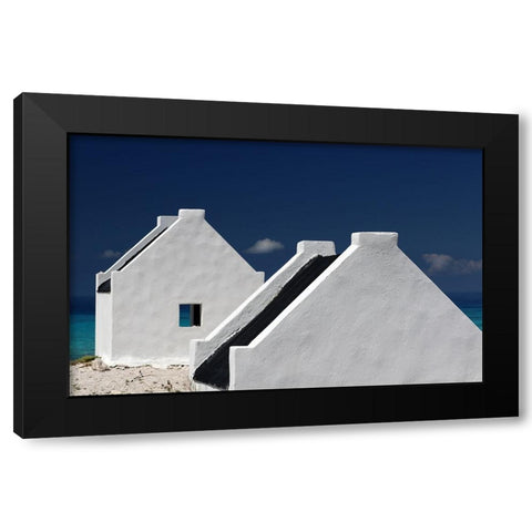 Bonaire Slaves Huts Black Modern Wood Framed Art Print with Double Matting by Hawerkamp, Hans-Wolfgang