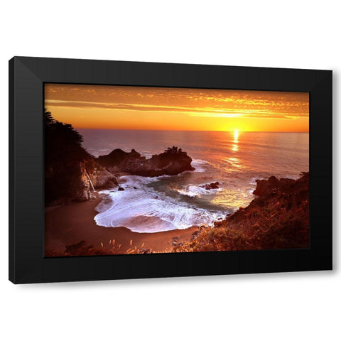 McWAY FALLS AT SUNSET Black Modern Wood Framed Art Print by Suradji, Surjanto