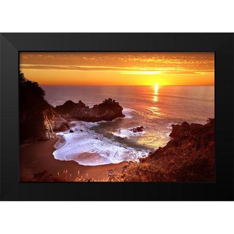 McWAY FALLS AT SUNSET Black Modern Wood Framed Art Print by Suradji, Surjanto