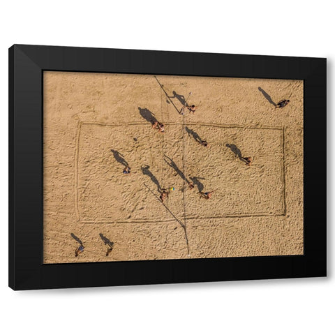 Volley Balling Black Modern Wood Framed Art Print with Double Matting by Adar, Or