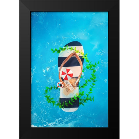 Summer Island Black Modern Wood Framed Art Print by Belenko, Dina