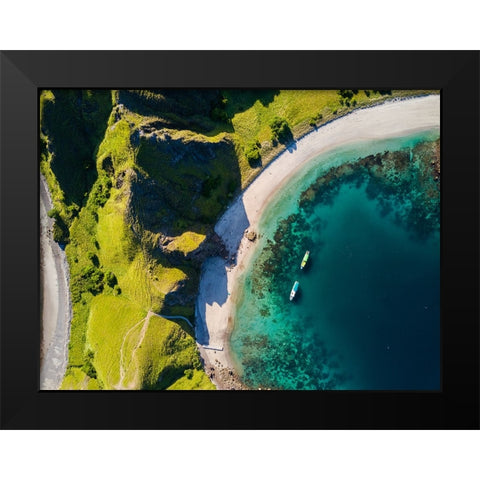 Two Boats Black Modern Wood Framed Art Print by Chandra, Suwandi