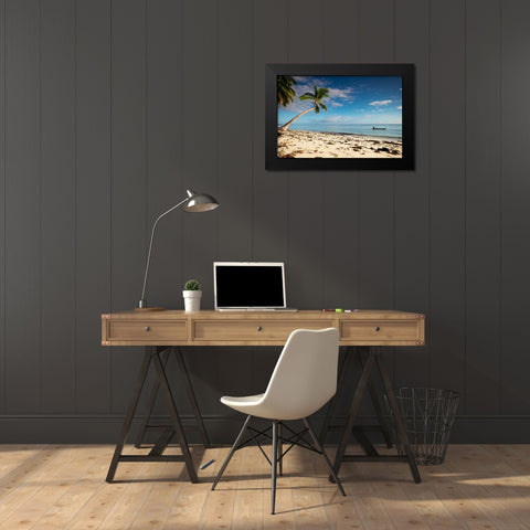 A lone fisherman Black Modern Wood Framed Art Print by Zuardi, Andre