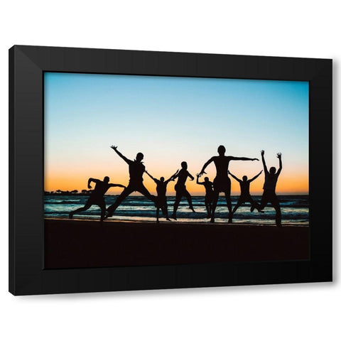 Jumping Black Modern Wood Framed Art Print by Kazzaz, Mohamed