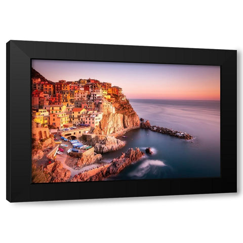 Manarola Black Modern Wood Framed Art Print with Double Matting by Schaarschmidt, Christoph