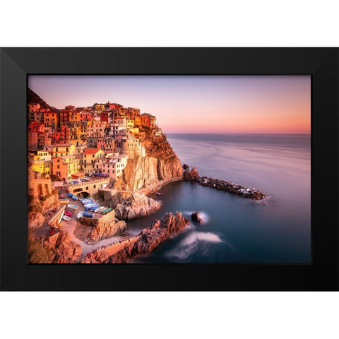 Manarola Black Modern Wood Framed Art Print by Schaarschmidt, Christoph