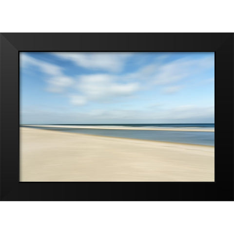 Sand-sea and sky Black Modern Wood Framed Art Print by Reichelt, Dieter