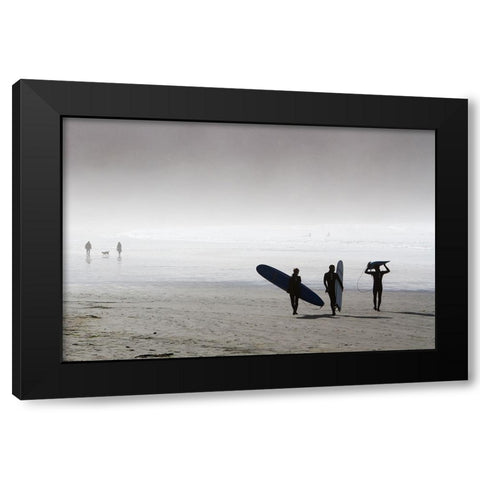 Surfing Time in a Foggy Day Black Modern Wood Framed Art Print by Erkmen, Ugur