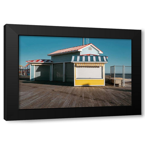 Boardwalk Shack Black Modern Wood Framed Art Print with Double Matting by Leeman, Joshua