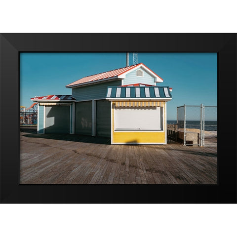 Boardwalk Shack Black Modern Wood Framed Art Print by Leeman, Joshua