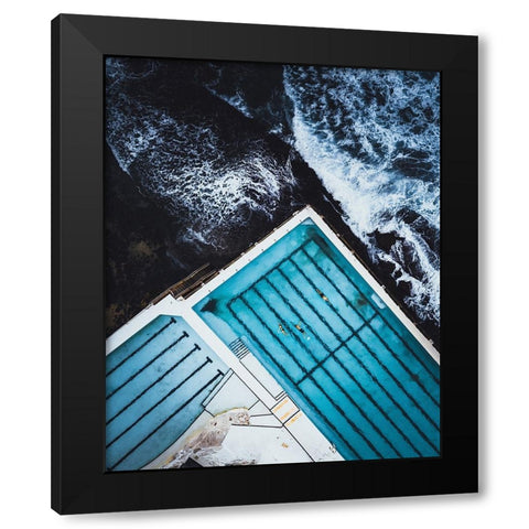 Most famous ocean pool in Australia Black Modern Wood Framed Art Print with Double Matting by Sarfraz, Asad