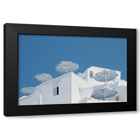 Blue and white Black Modern Wood Framed Art Print by Wride, Linda