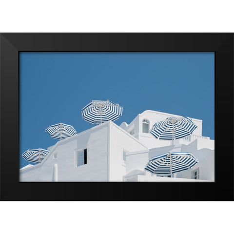 Blue and white Black Modern Wood Framed Art Print by Wride, Linda