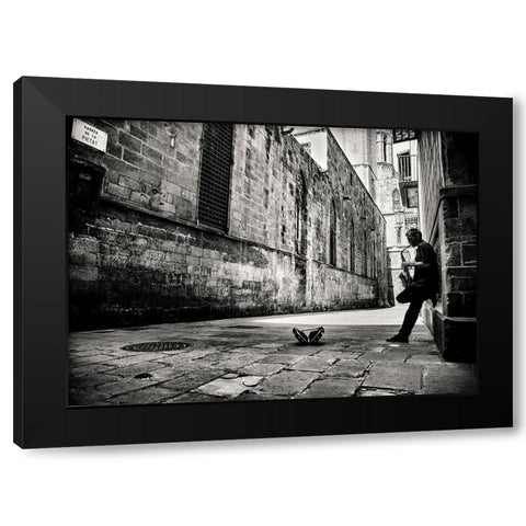 Silent Street Black Modern Wood Framed Art Print with Double Matting by Van Geerenstein, Gertjan
