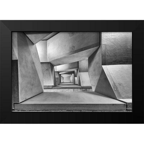 downstairs Black Modern Wood Framed Art Print by Goetzinger, Guy