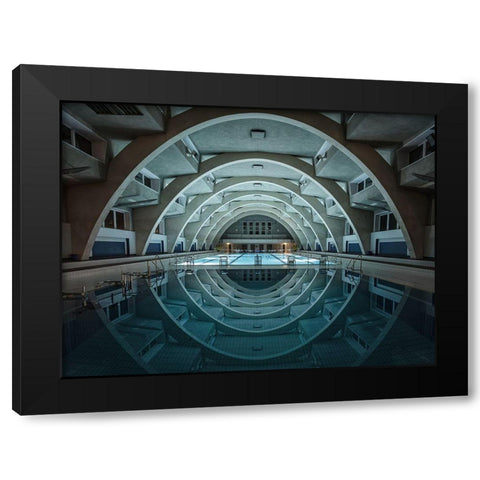 swimming at night Black Modern Wood Framed Art Print with Double Matting by Reichert, Renate