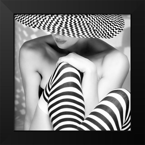 Zagging that Zig Black Modern Wood Framed Art Print by Ashton-Jones, Howard