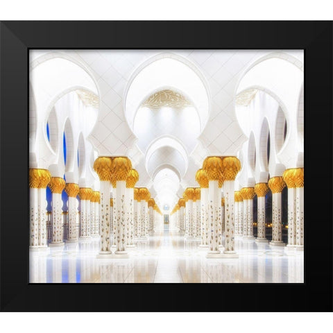 White and Gold Black Modern Wood Framed Art Print by Raof, Mohamed