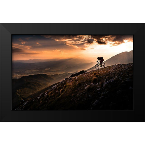 Sunset Ride Black Modern Wood Framed Art Print by Bertoncelj, Sandi