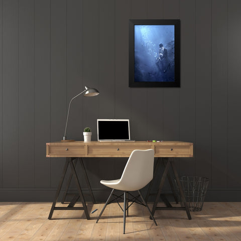 Blues Black Modern Wood Framed Art Print by Kiciak, Christophe