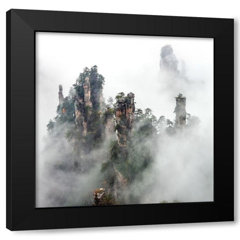 Zhangjiajie Black Modern Wood Framed Art Print with Double Matting by Zhu, Hua