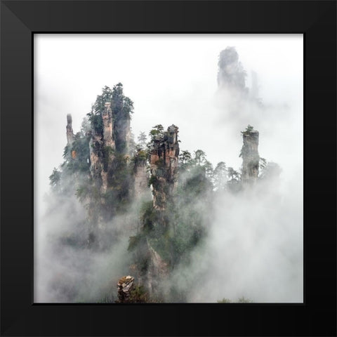 Zhangjiajie Black Modern Wood Framed Art Print by Zhu, Hua