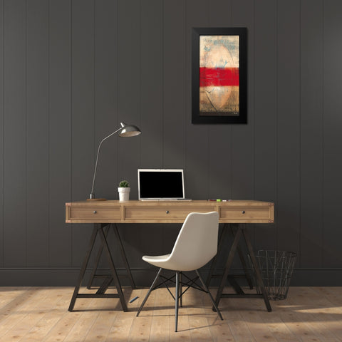Lignes rouges I Black Modern Wood Framed Art Print by Becam, Carole