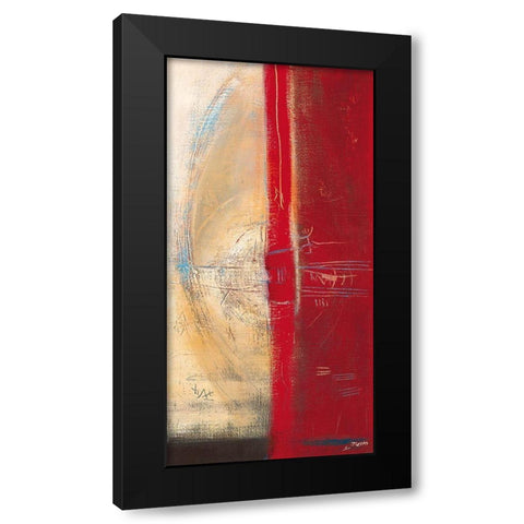 Lignes rouges II Black Modern Wood Framed Art Print with Double Matting by Becam, Carole