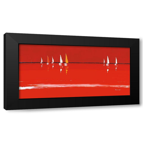 Soleil rouge Black Modern Wood Framed Art Print with Double Matting by Fontdeville, Guy